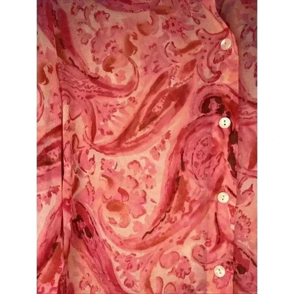 Vintage Ann Taylor sheer Pink Long sleeve silk button-up blouse size 8 - Picture 3 of 12